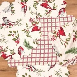 C&F Home Christmas Sprig Cardinal & Chickadee Birds Cotton Quilted Placemats, Set Of 6, 13" X 19" -C&F Home Shop GUEST d80bc6c6 153a 431d 8f2b e15358890f0d
