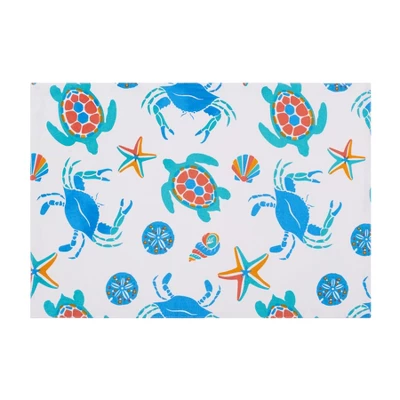 C&F Home Caraway Coral Placemats Set Of 6 Blue Seaturtle Crab & Starfish Print 6 C&F Home Caraway Coral Placemats Set Of 6 Blue Seaturtle Crab & Starfish Print - Image 4