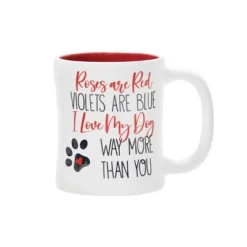 C&F Home 16 Oz. Valentine's Day "Roses Are Red Violets Are Blue I Love My Dog Way More Than You" Pawprint Ceramic Coffee Tea Hot Chocolate Mug