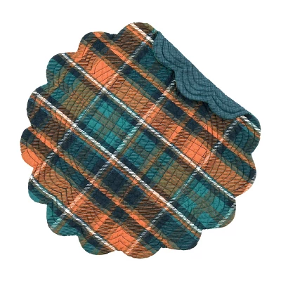 C&F Home Troy Orange & Green Plaid Round 100% Cotton Set Of 6 Placemats 17" 6 C&F Home Troy Orange & Green Plaid Round 100% Cotton Set Of 6 Placemats 17" - Image 4
