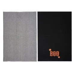 C&F Home Jack O' Lantern "BOO" Halloween Dishtowel Set Of 2