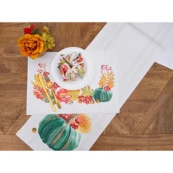 C&F Home Harvest Teal Pumpkin Flower Leaves Cloth Placemats Set Of 6 Autumn, 14" X 20" -C&F Home Shop GUEST e21f9199 26e5 40dd a427 bf43513aabf1
