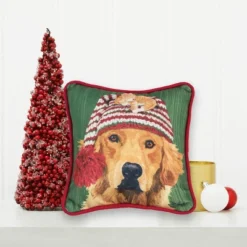 C&F Home 8" X 8" Winter Dog Petite Christmas Petite Printed Throw Pillow