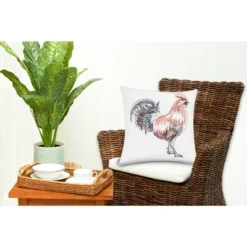 C&F Home Rooster Strut Indoor / Outdoor Embroidered Throw Pillow, 18" X 18"