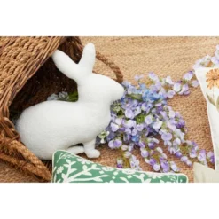 C&F Home White Easter Bunny Silhouette Shaped Accent Throw Pillow, 16" X 18"