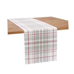 C&F Home Sentiment Red White And Gray Plaid Woven Table Runner 13" X 72" -C&F Home Shop GUEST f5c0aafc a64f 4da6 9465 684caf8375c7