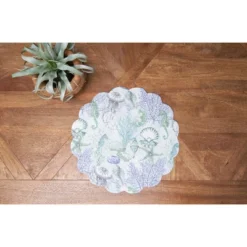 C&F Home Shoreline Waters Scalloped Round Placemats Set Of 6 Nautical Design Coral, 17" -C&F Home Shop GUEST f7bf8302 6b35 4651 8a80 6e922a1d1e12
